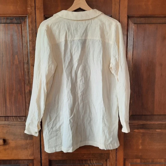 NWOT Soft Surroundings 100% cotton pale yellow v-neck long sleeve tunic blouse - Picture 10 of 12